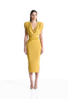 Citrine jersey cowl neck midi dress