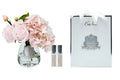 Pink roses and hydrangeas tea glass