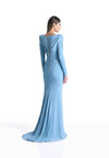 Baby blue jersey gown with long sleeves
