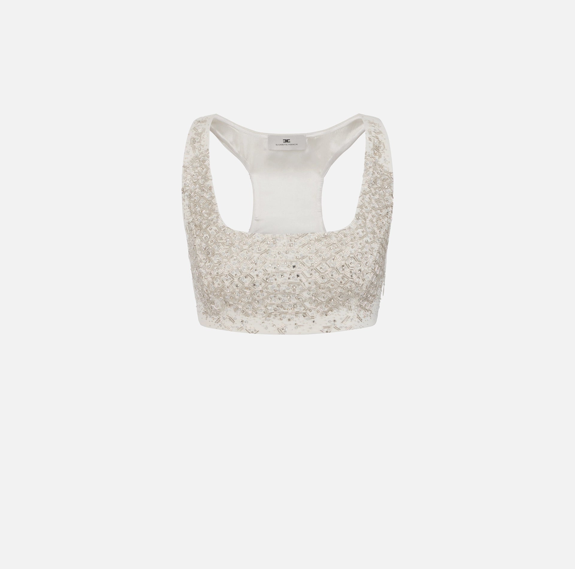 Ivory  crop top with embroidered crystals