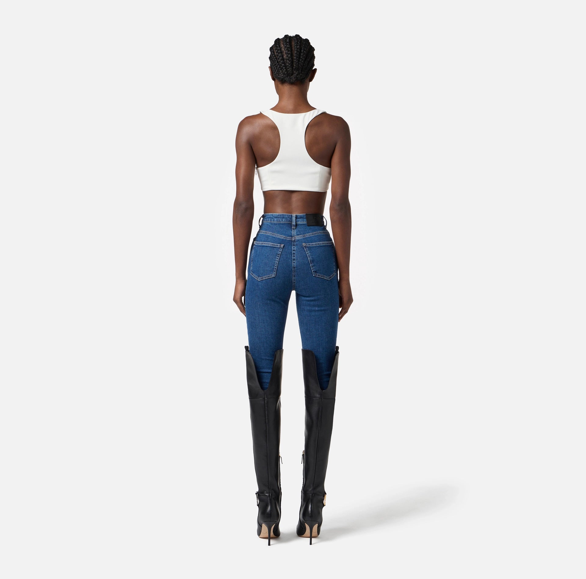 Ivory  crop top with embroidered crystals