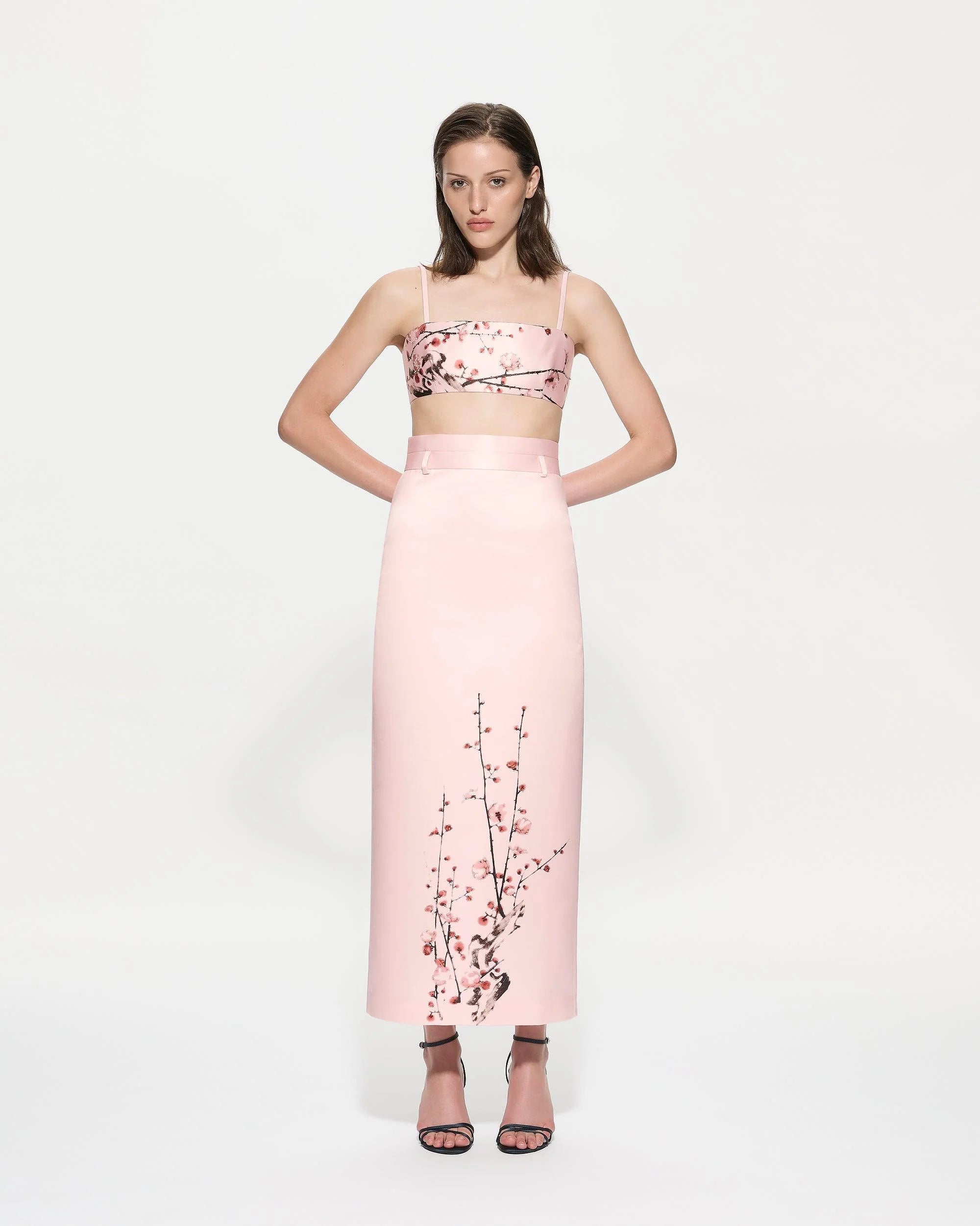 Pink cherry blossom crop top