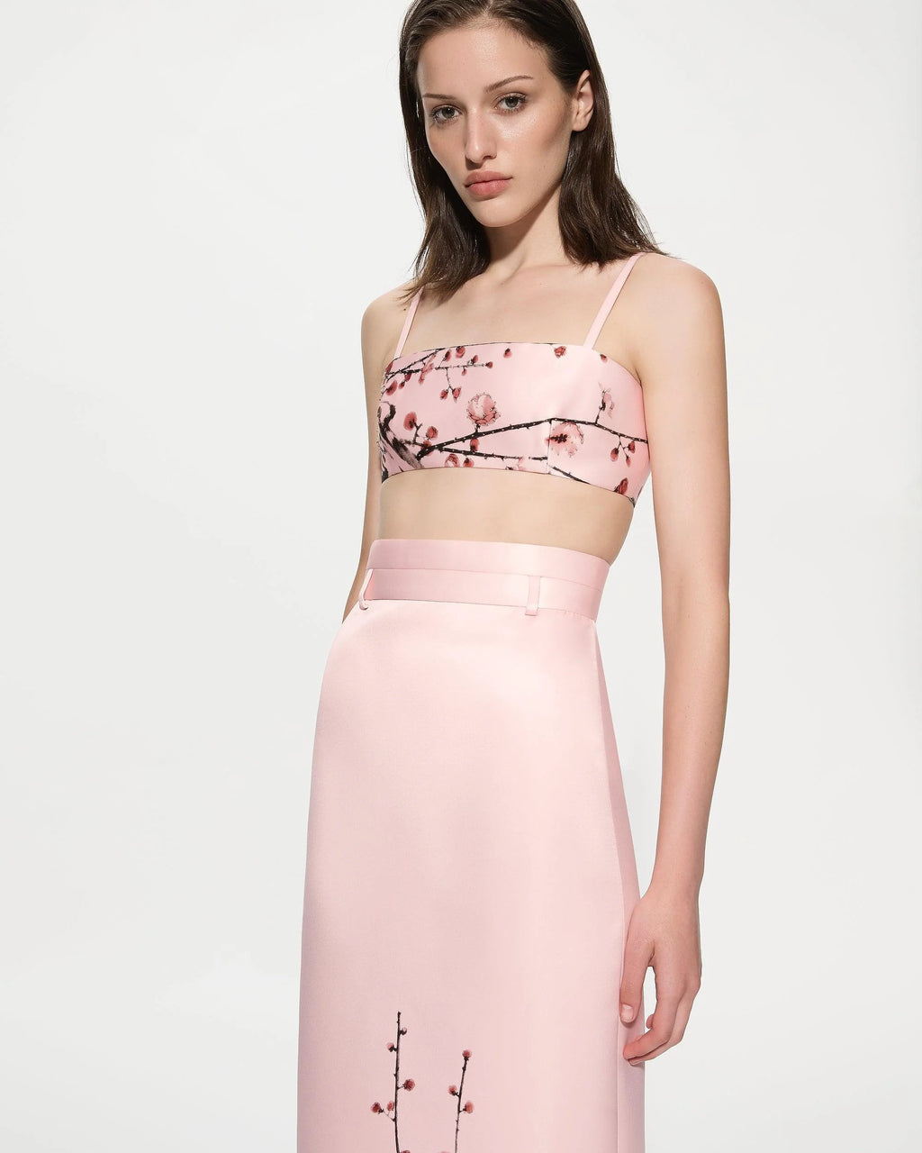 Pink cherry blossom crop top