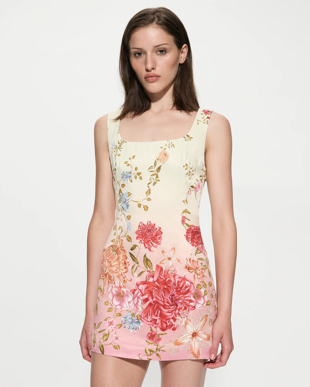 Pink floral mini dress
