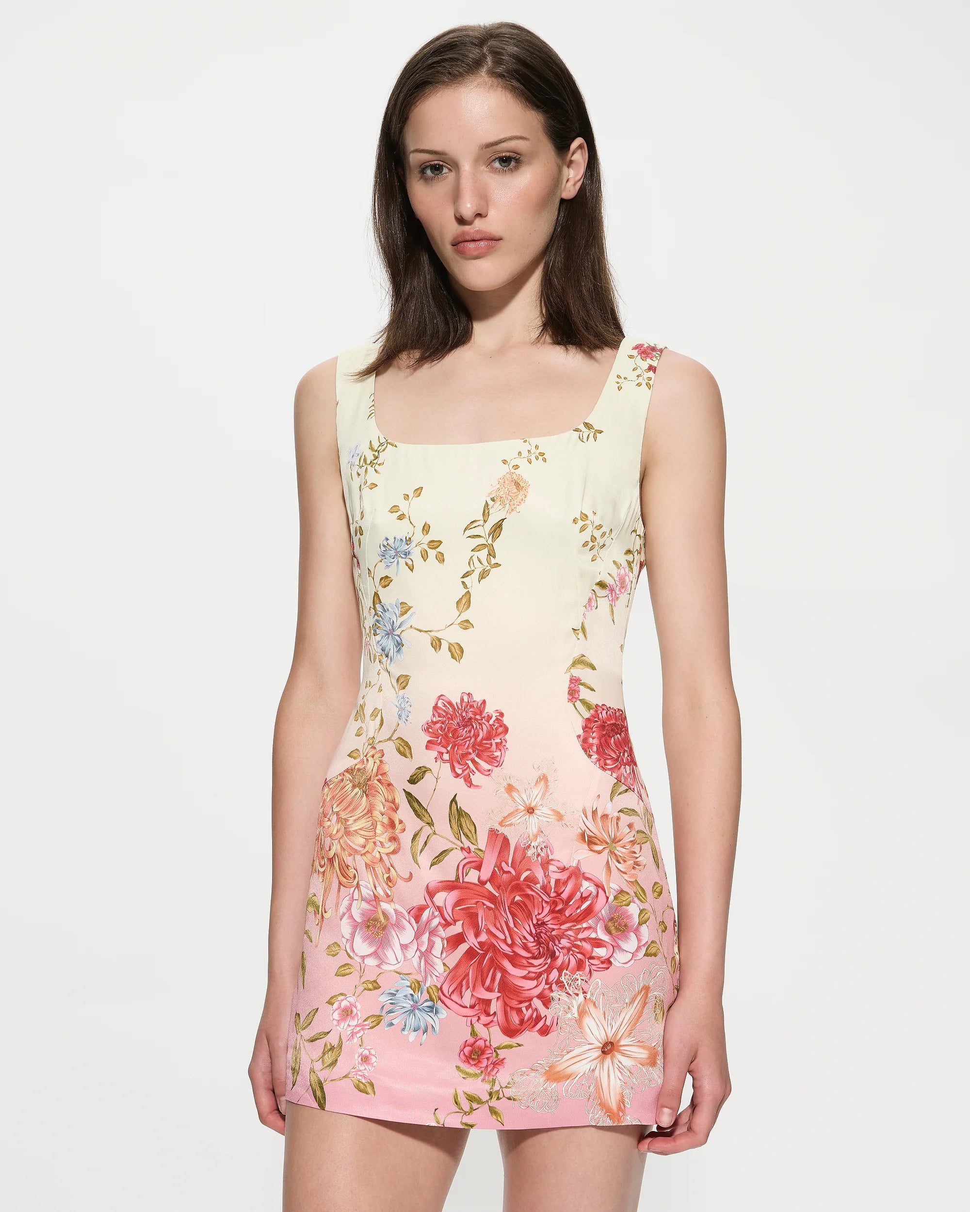 Pink floral mini dress