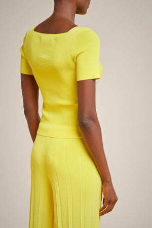 Yellow stretch viscose top