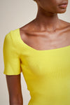 Yellow stretch viscose top