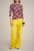 Purple Mesh Geometric Print Top