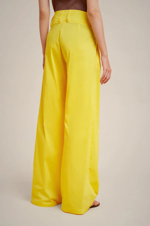 Yellow stretch cotton palazzo pants