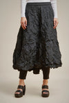 Black scrunchy taffeta midi skirt