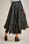 Black scrunchy taffeta midi skirt