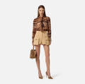 Tan cotton gabardine cargo shorts
