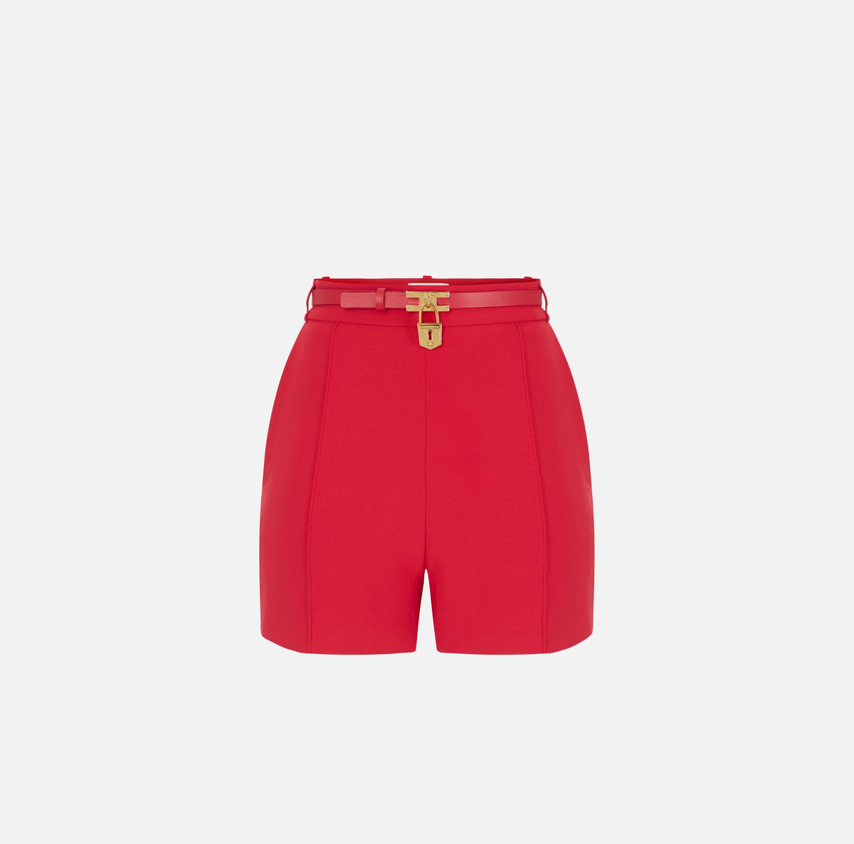 Red classic shorts with the belt