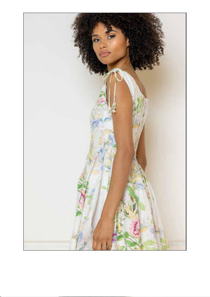 Floral linen mini dress