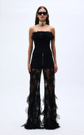 Black guipure embroidered corset