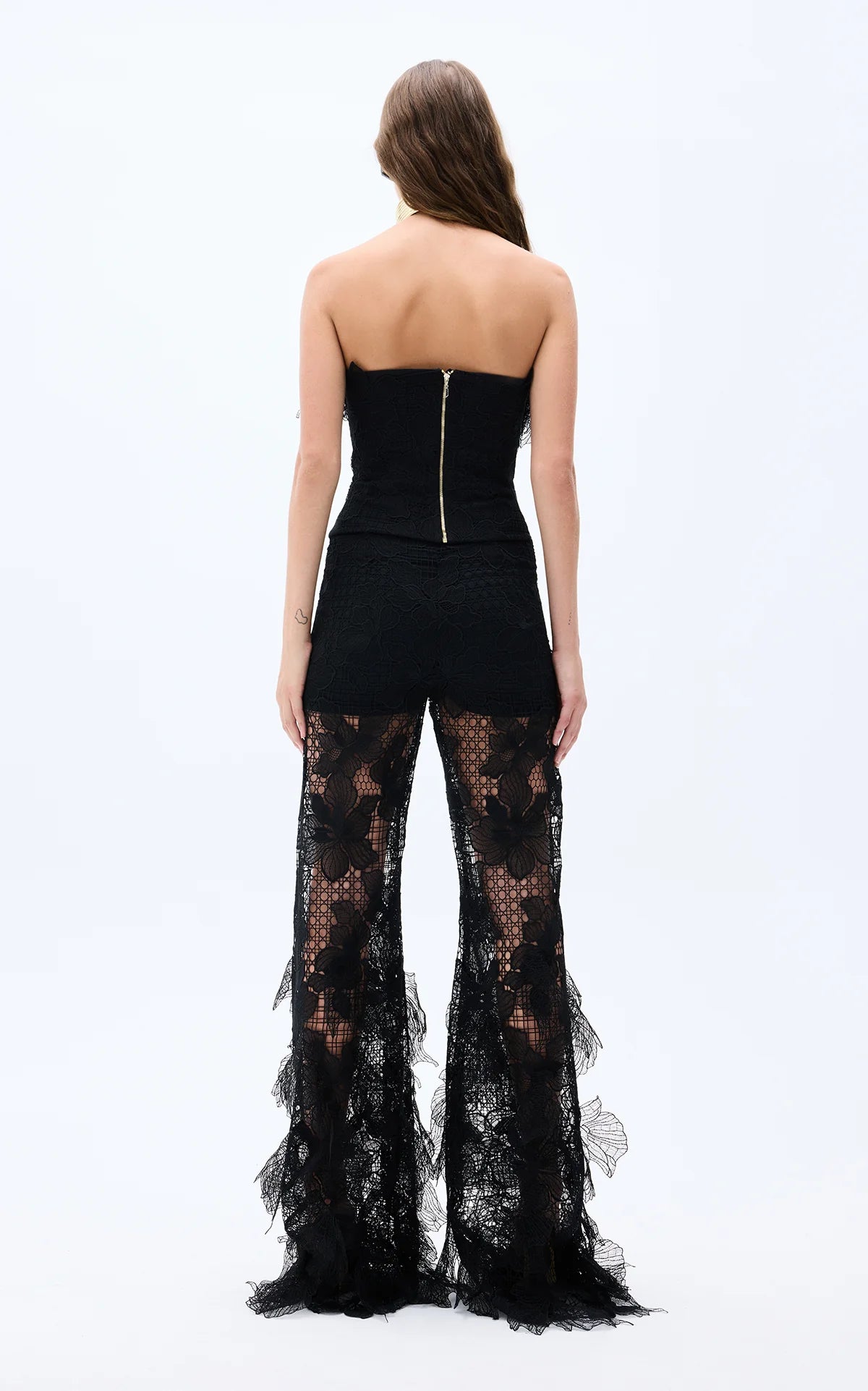 Black guipure embroidered corset