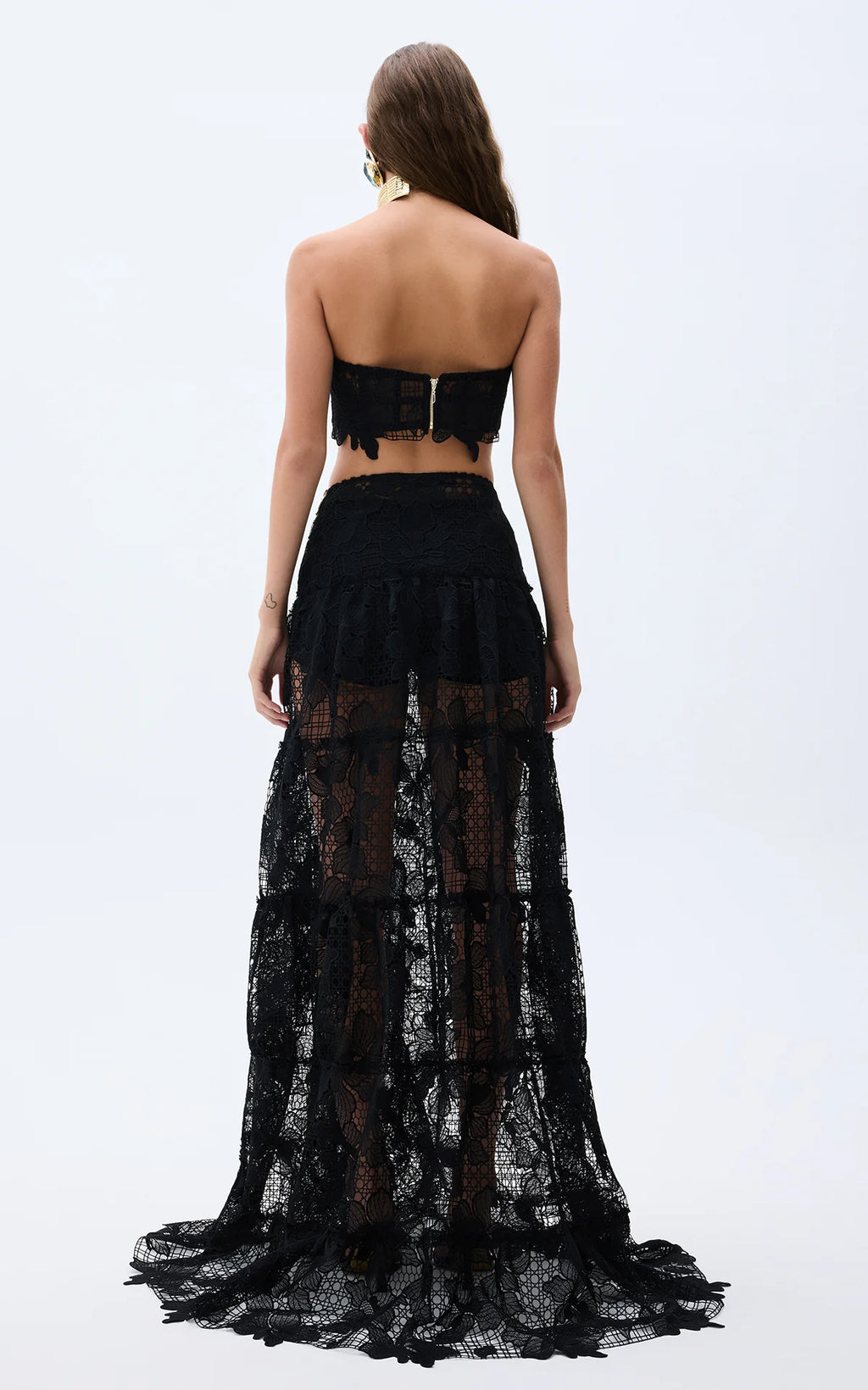 Black lace gipsy maxi skirt