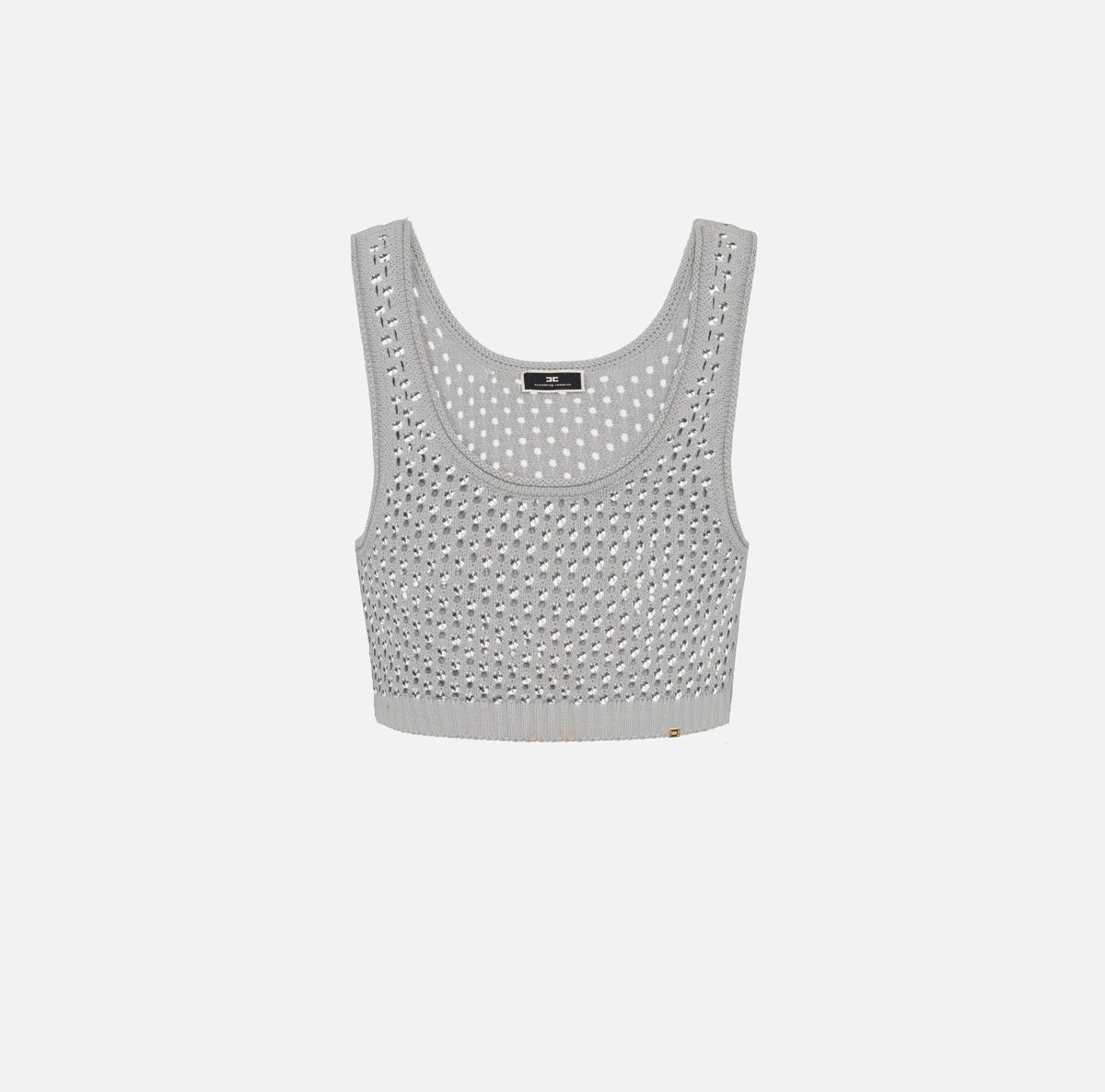 Silver cotton cropped top with rhinestones