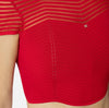 Red short sleeve herringbone knit crop top