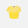 Yellow short sleeve herringbone knit top