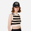 White black striped  knit sleeveless crop top