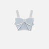 Baby blue mesh stitch top with maxi bow