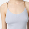Baby blue rib knit top with gold details