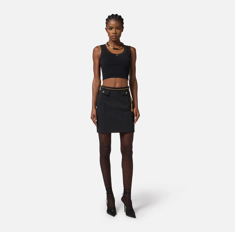 Black knit crop top