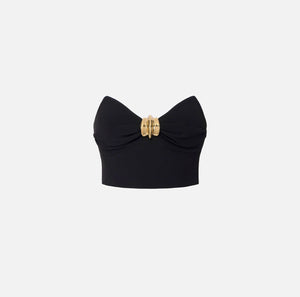 Black strapless crop top