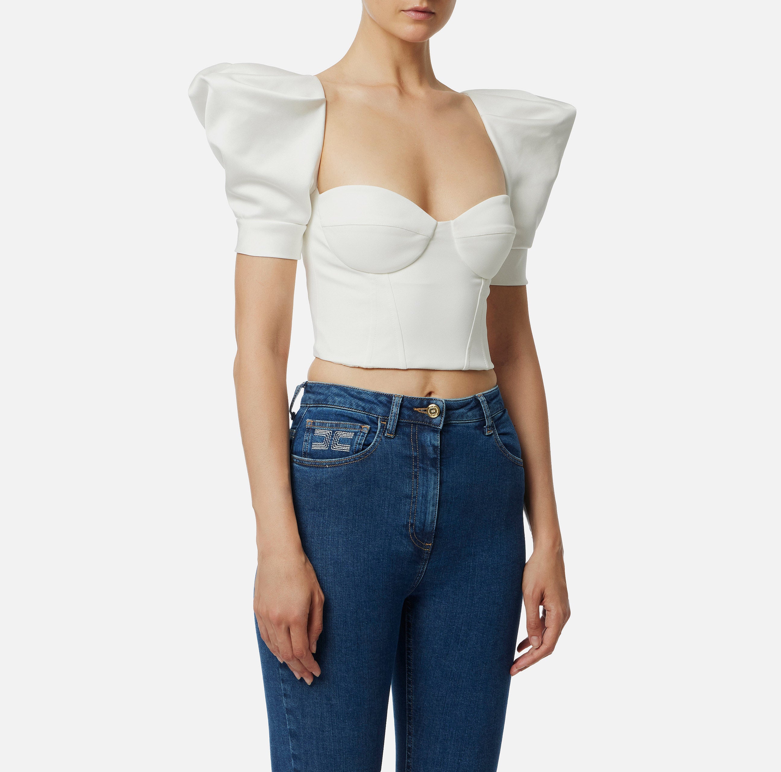 White top with exaggerated sleeves