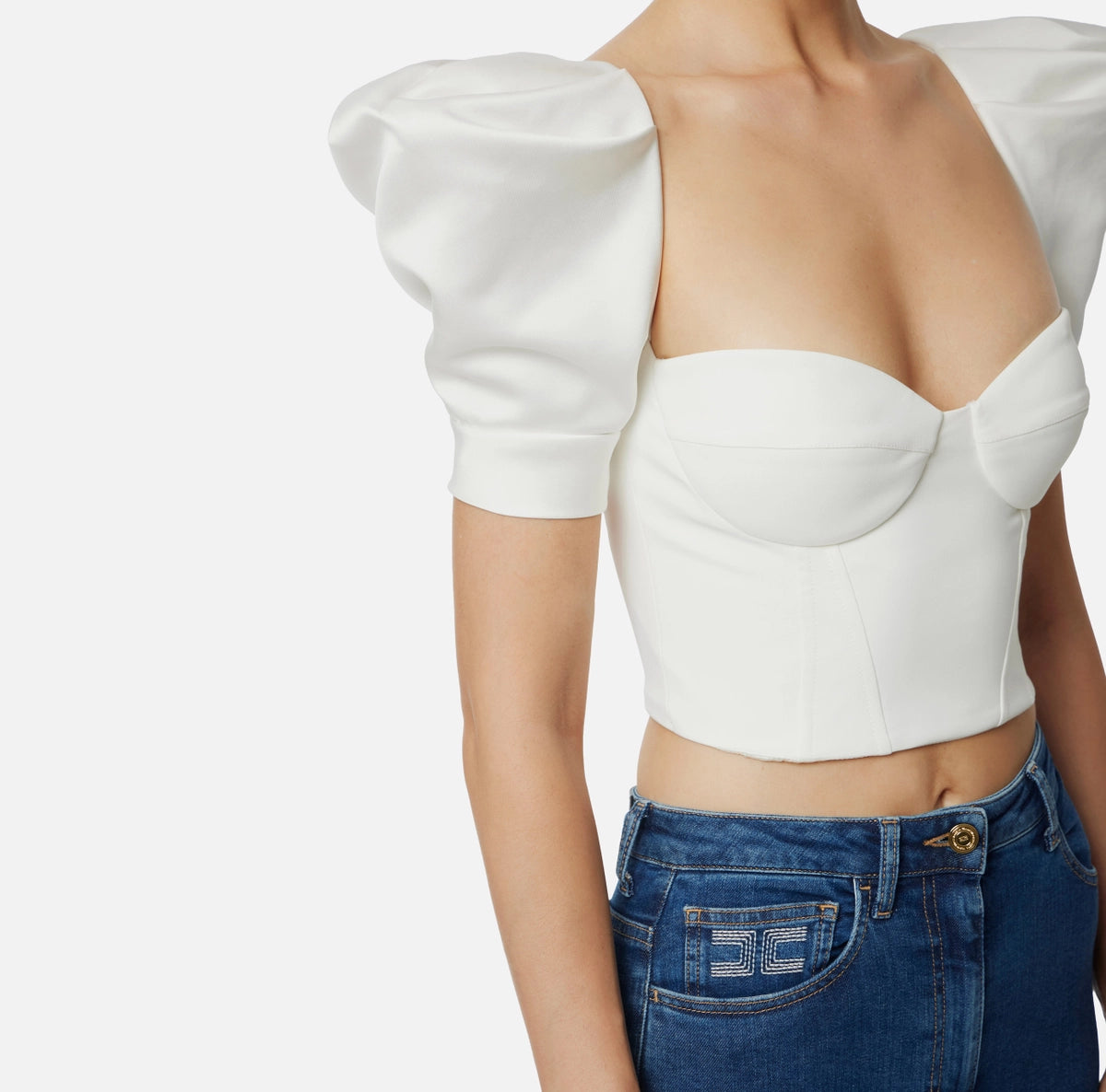 White top with exaggerated sleeves