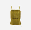 Olive fringes top with pearls and rhinestones