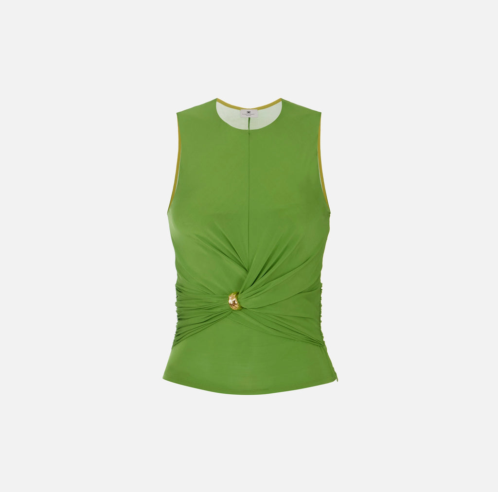 Green sleeveless jersey top