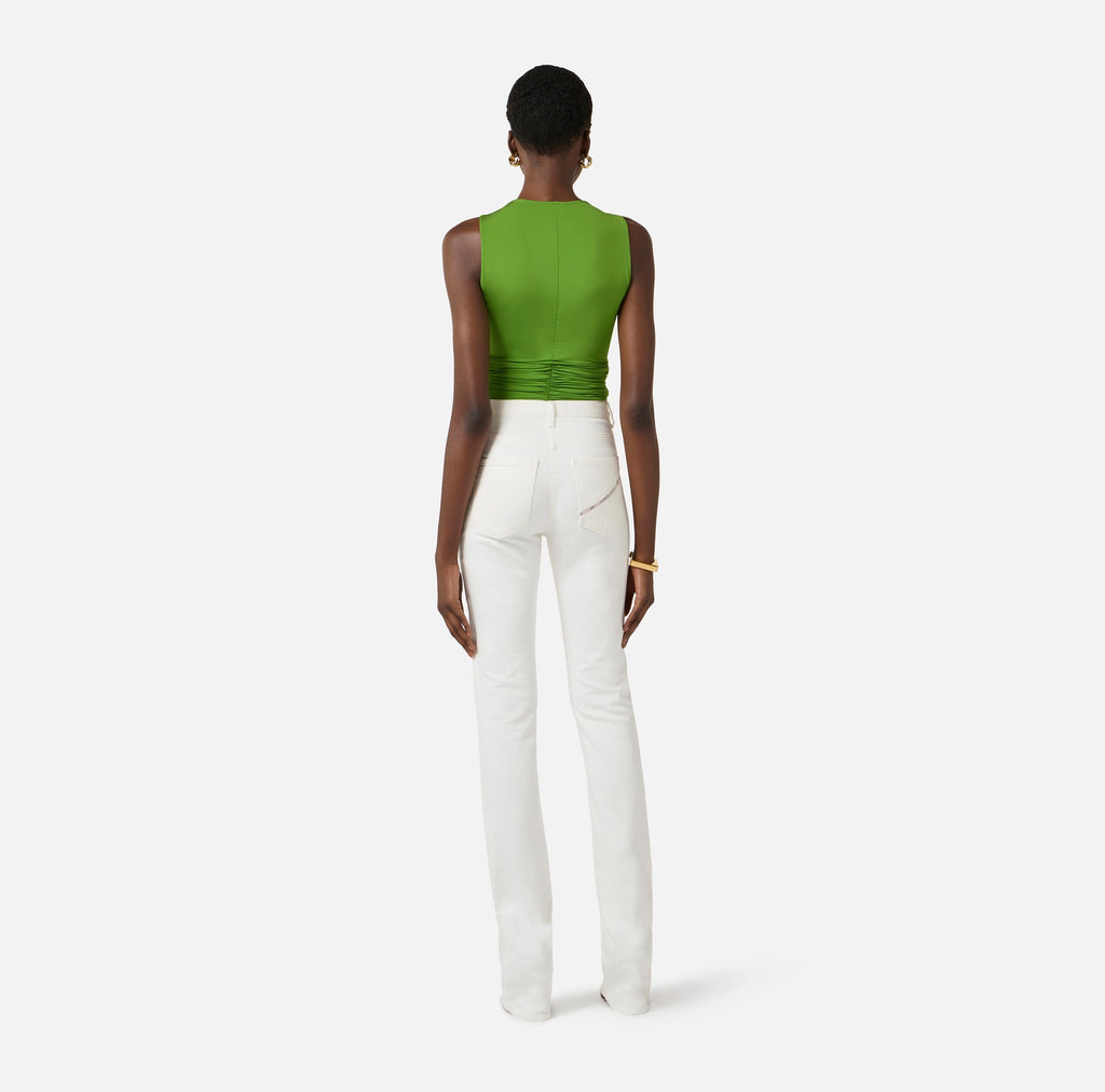 Green sleeveless jersey top