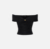 Black stretch organza off shoulder top