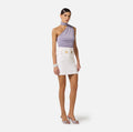 Lilac jersey one shoulder halter neck top