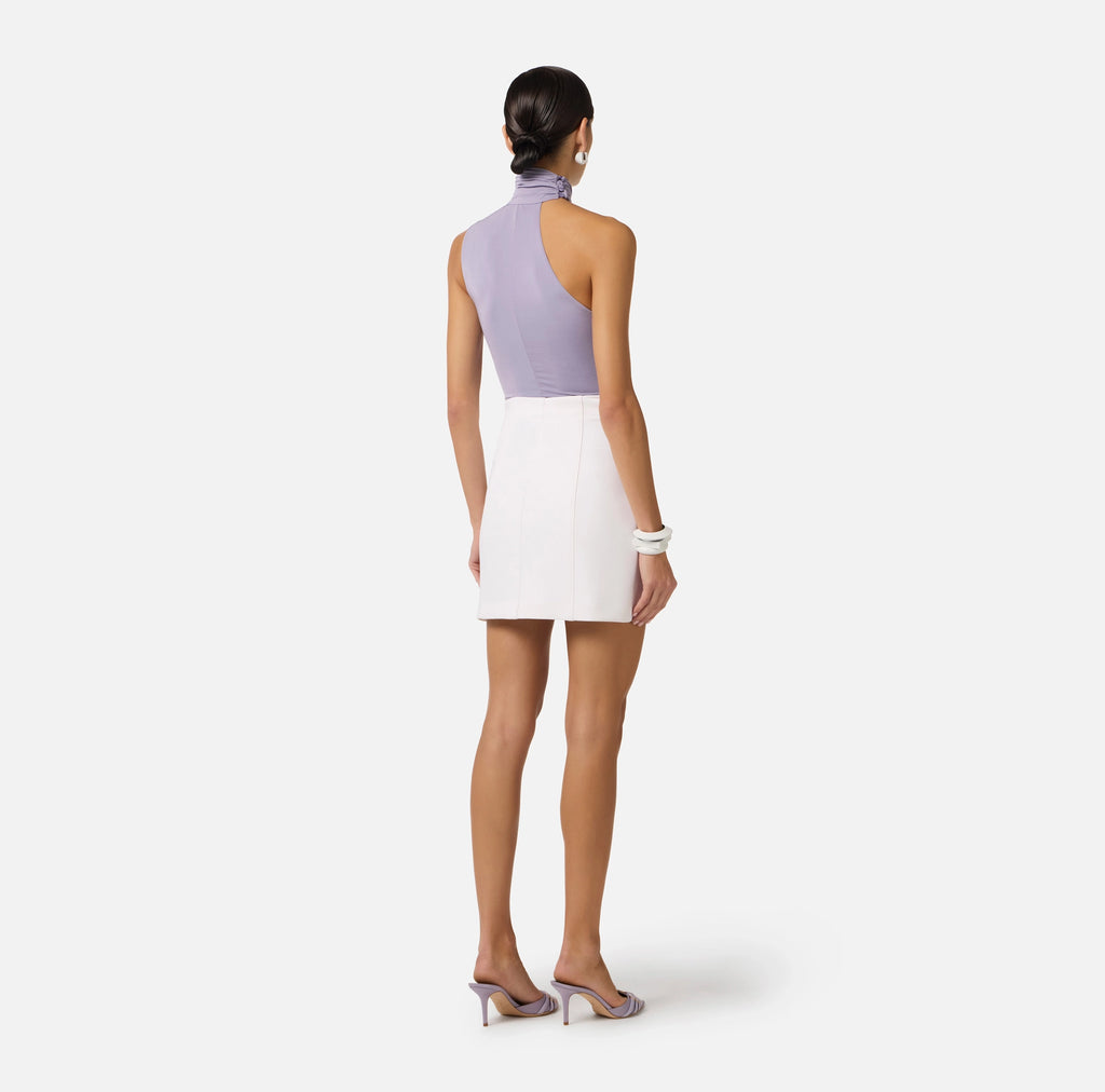 Lilac jersey one shoulder halter neck top