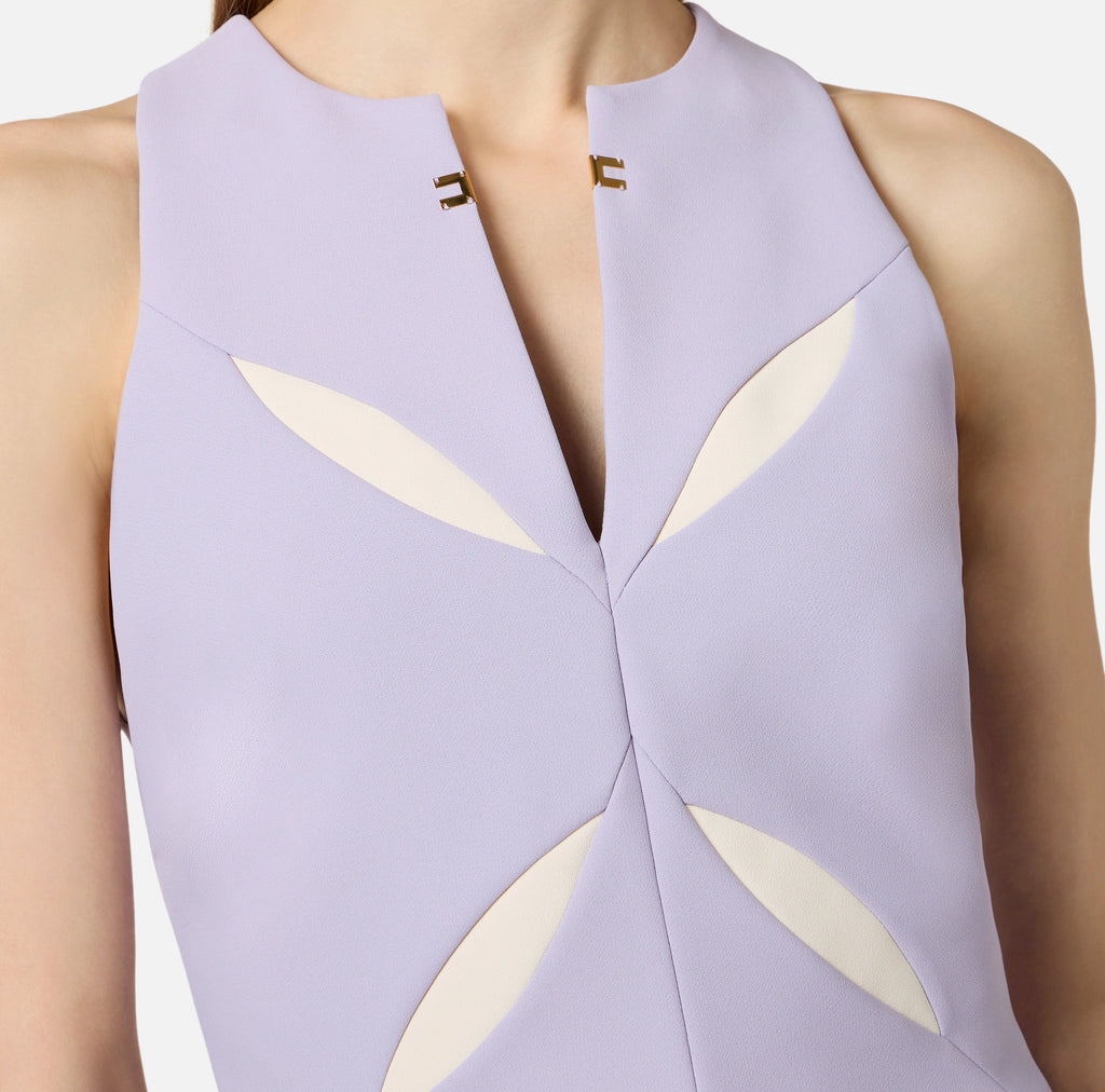 Lilac sleeveless top with ivory cutouts