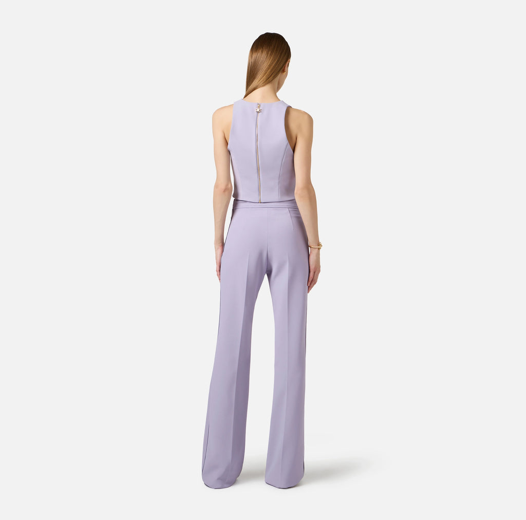 Lilac sleeveless top with ivory cutouts