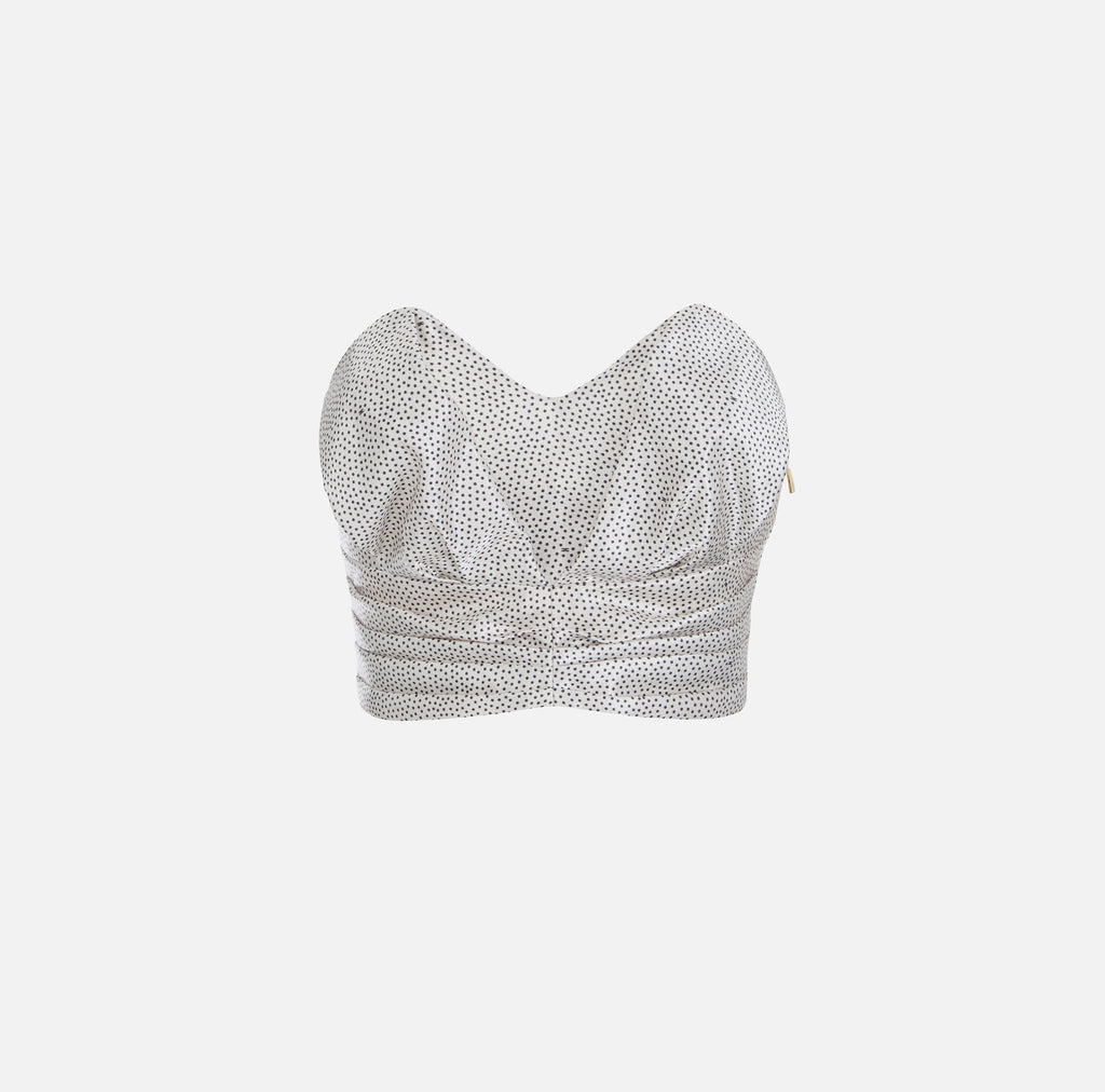 Ivory black micro polka dot bustier top
