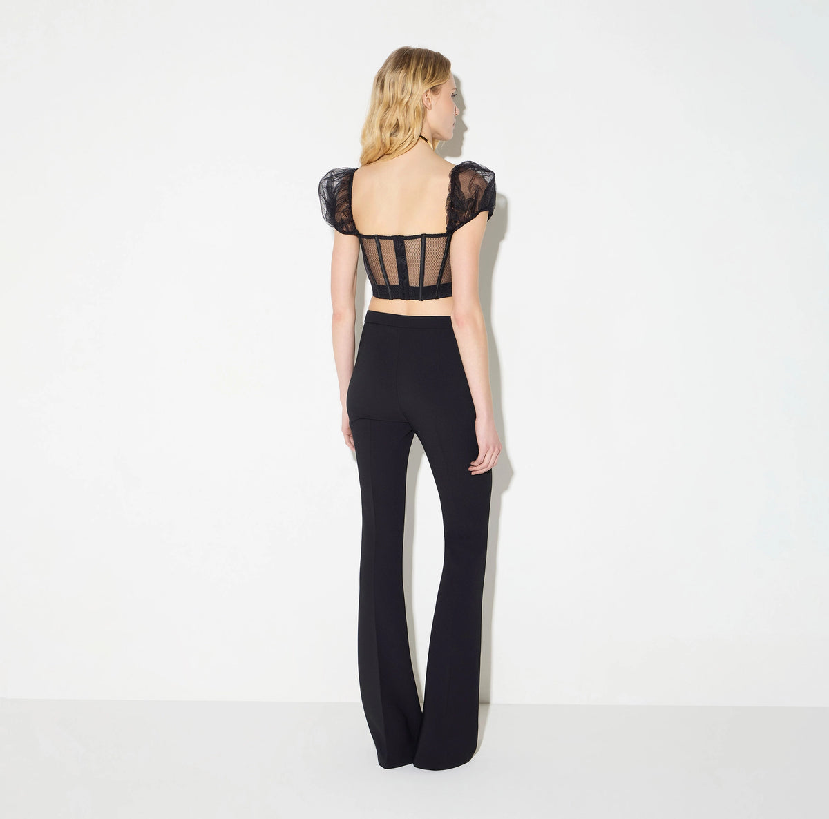 Black mesh bustier top