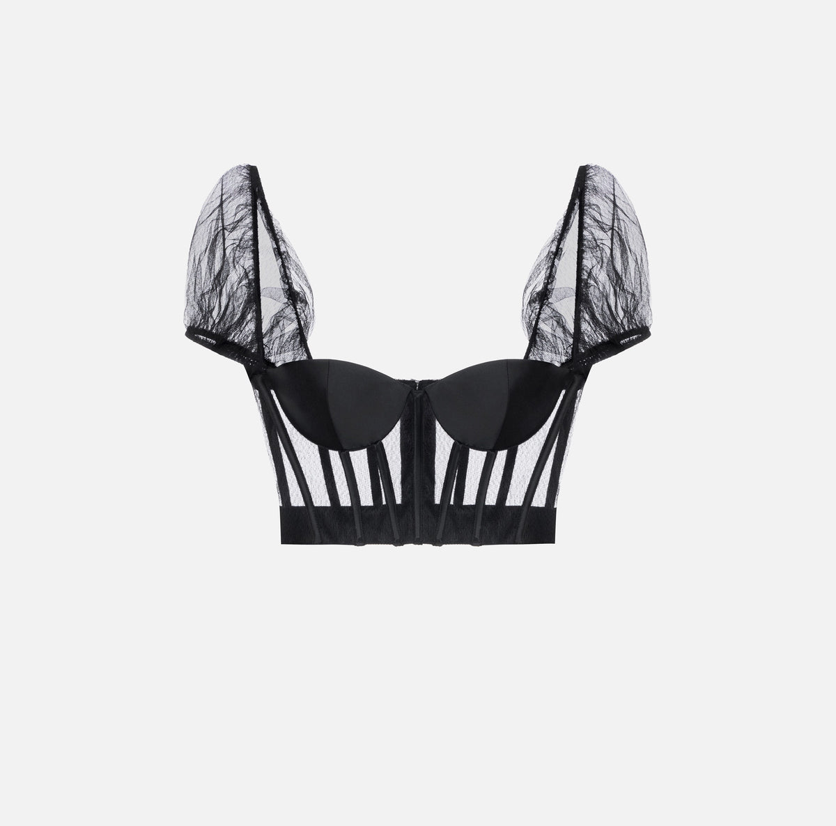Black mesh bustier top