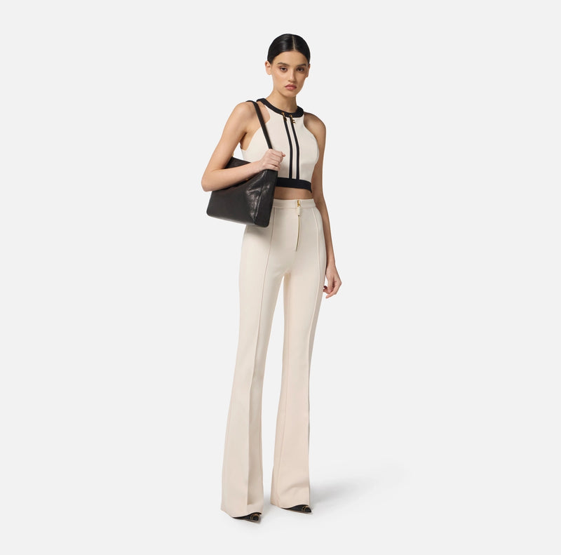 Ivory black cropped top
