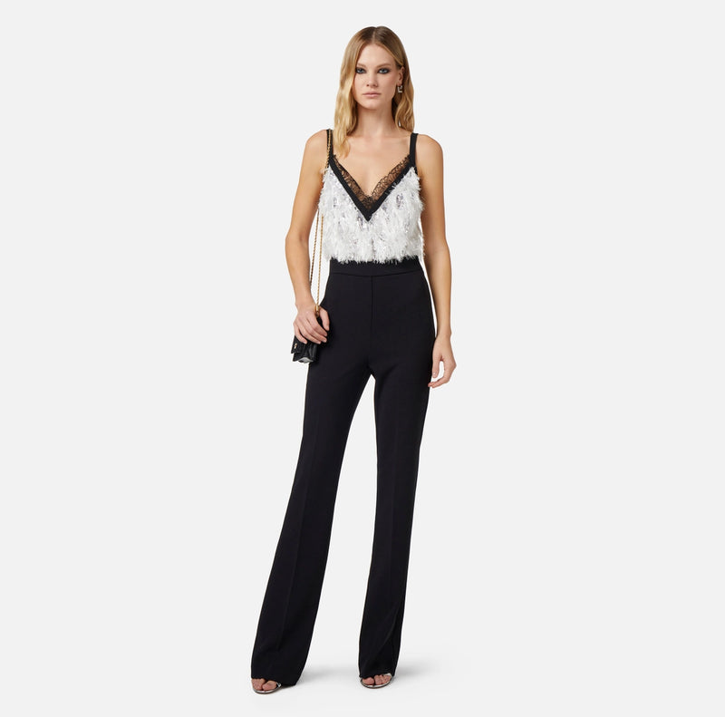 Black White Jumpsuit with embroidered top
