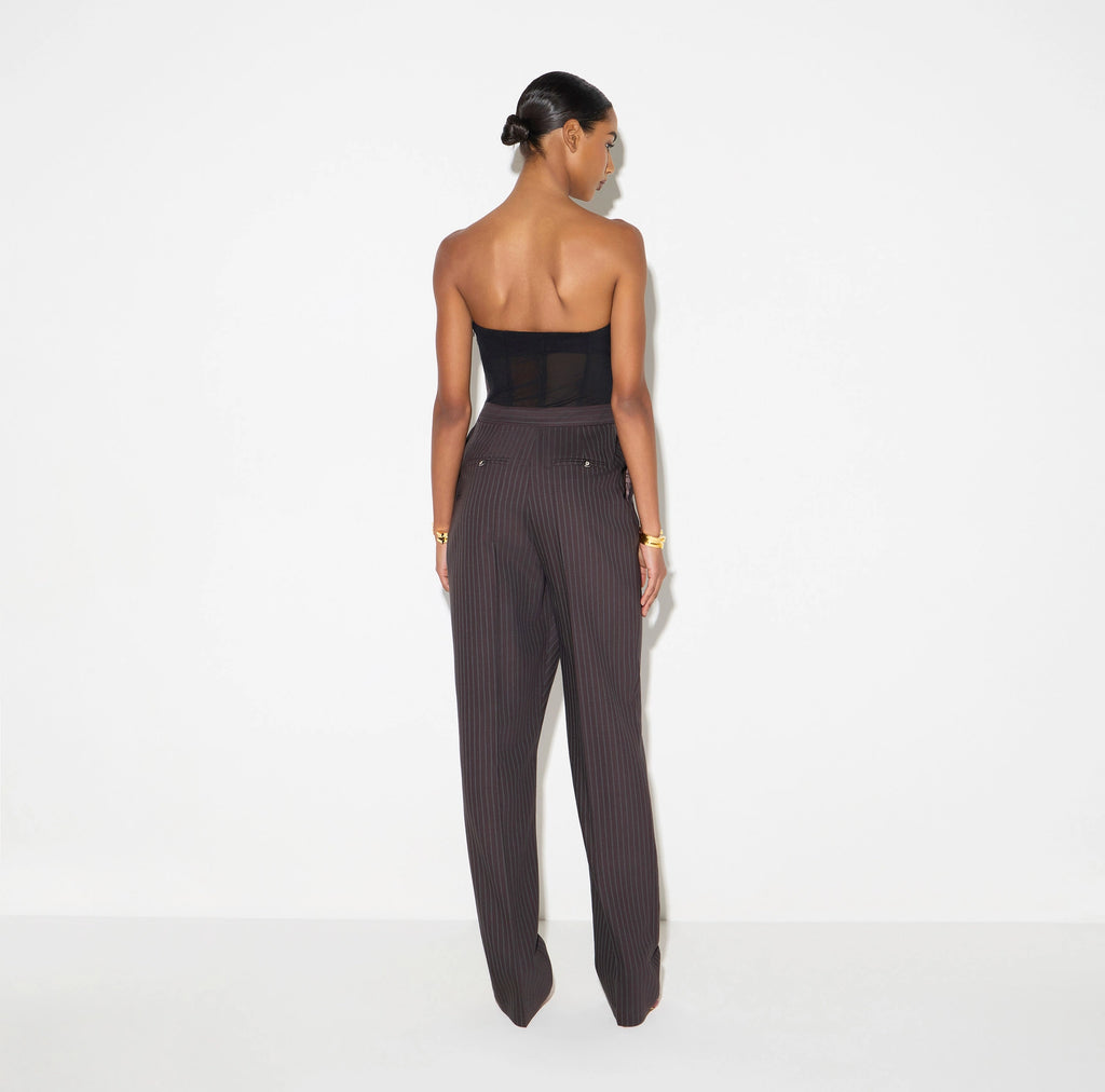 Navy red pinstriped jumpsuit