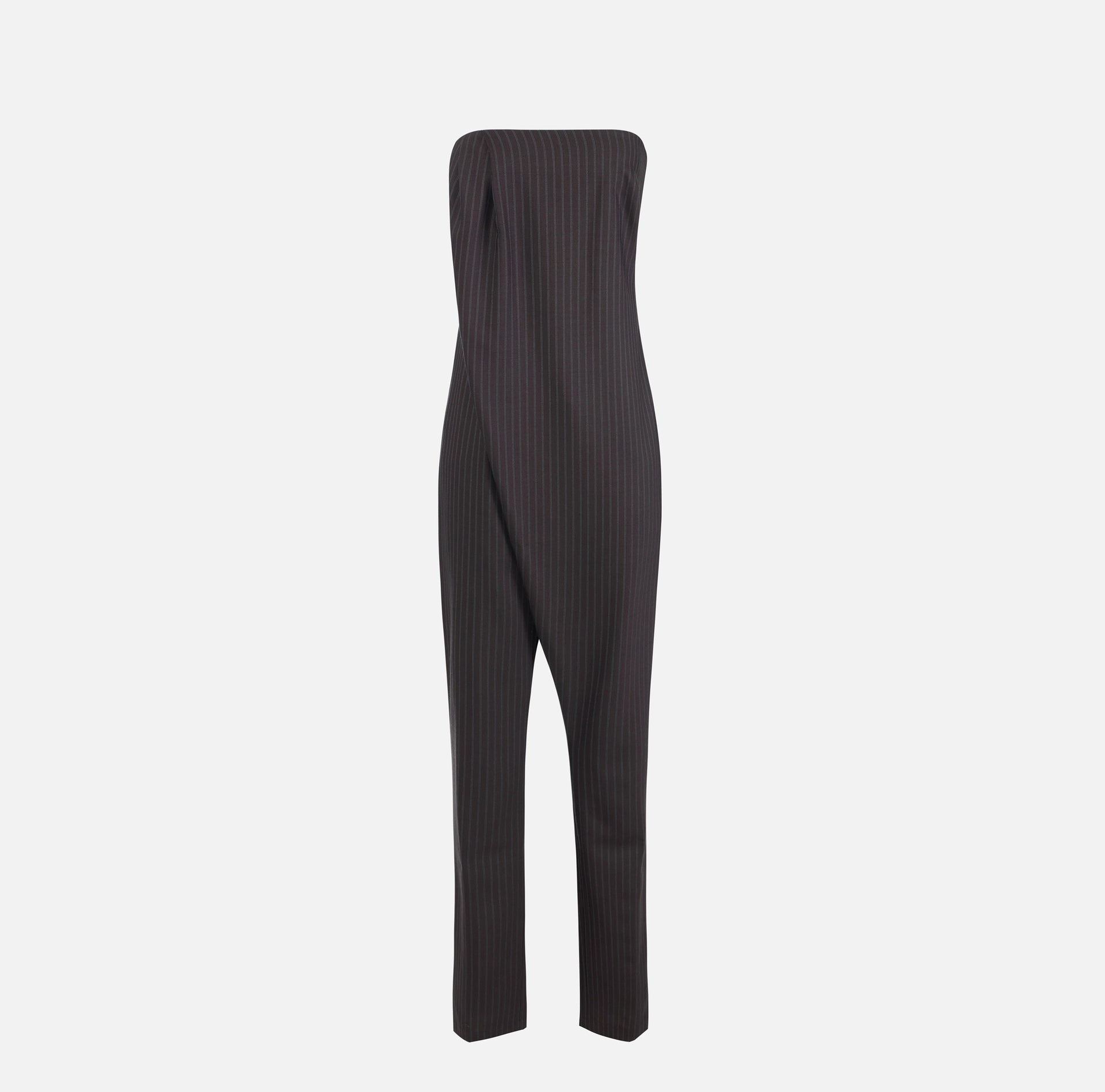Navy red pinstriped jumpsuit