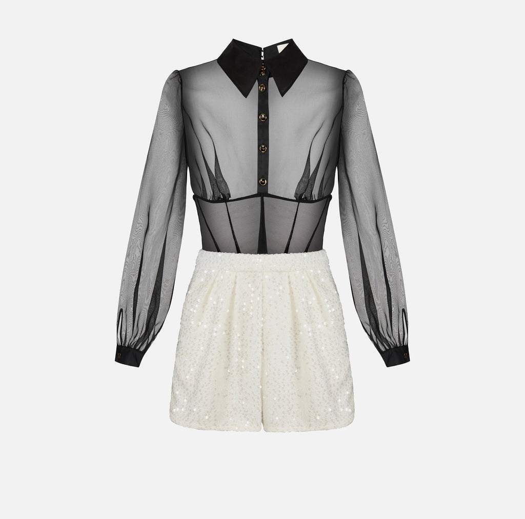 Black white romper