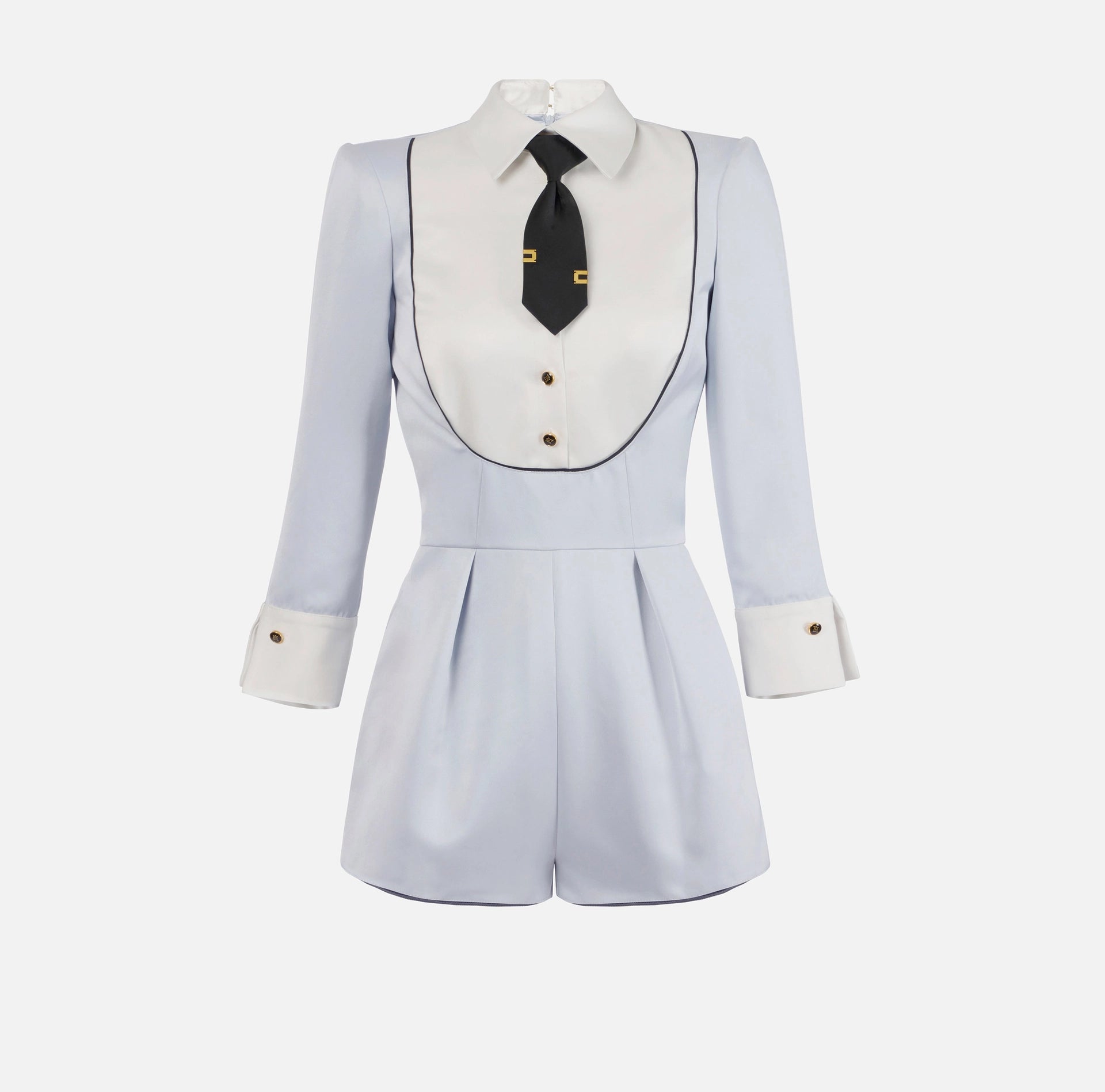 Baby blue duchess satin romper