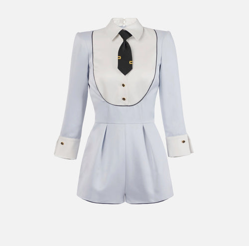 Baby blue duchess satin romper
