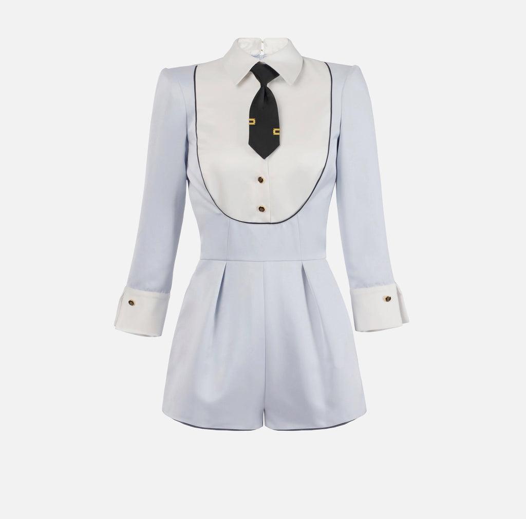 Baby blue duchess satin romper
